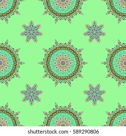 Retro digital paper. Vector seamless geometrical patterns. Decorative background for cards, invitations, web design in green, violet and purple colors. Vintage textures.