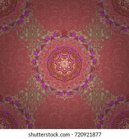 Retro digital paper. Vector seamless geometrical patterns. Decorative background for cards, invitations, web design in red and violet colors. Vintage textures.