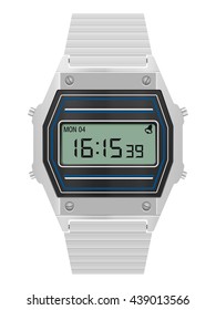Retro digital watch on a white background.