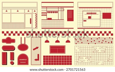 Retro Diner and Cafe Elements Set – Vintage Restaurant Signage and Interior Design Vector