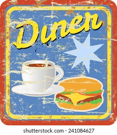 retro diner sign, vector format