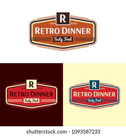 Retro Dinner Logo. Vector Illustration. A badge style retro logo for any kind of company.