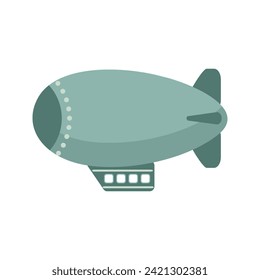 Retro dirigible in simple flat style. Perfect print for poster, card, sticker. Isolated vector illustration for decor and design.
