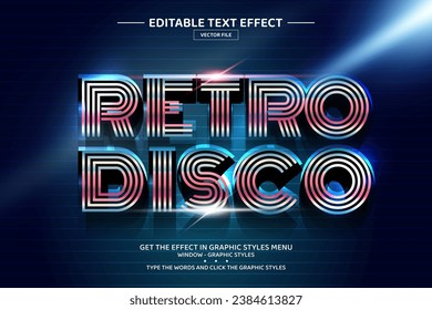 Retro disco 3D editable text effect template