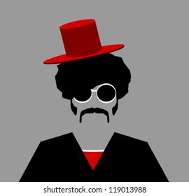 retro disco man with small hat and sunglasses