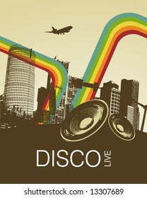 Retro Disco Music City Poster