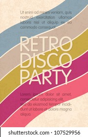 Retro disco party. Abstract flyer design template, vector, EPS10