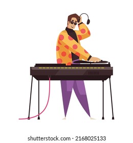 Retro disco party dance 70s 80s 90s fashion style composition with isolated human character on blank background vector illustration