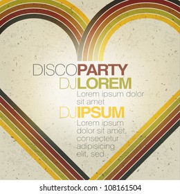 Retro disco party flyer design template. Vector, EPS10