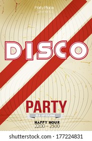Retro Disco Party Flyer Template - Vector Illustration