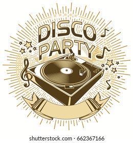 Retro disco party funky emblem