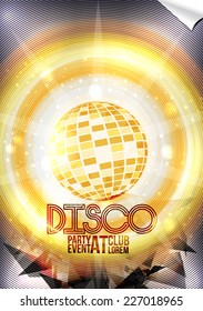 Retro Disco Party Invitation Poster Design - Vector Illustration