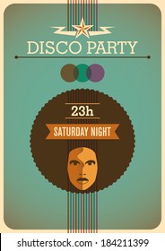 Retro disco poster. Vector illustration.