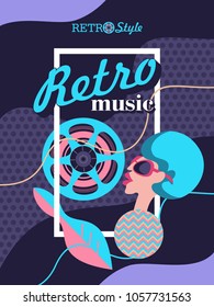 Retro disco. Stylish illustration of a party in retro style. Retro music.