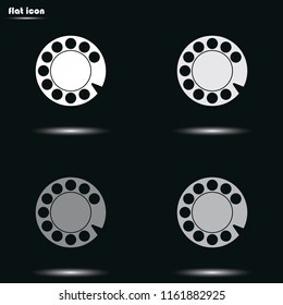 Retro disk dialer flat grayscale vector icon.