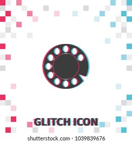 Retro disk dialer  glitch effect vector icon.