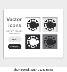 Retro disk dialer placed on web page template flat vector icon.