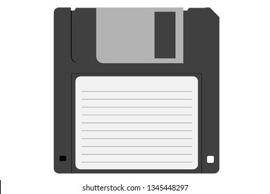 Retro diskette. Floppy disk for computer data storage. Old technology device. Vector Illustration on a white background 