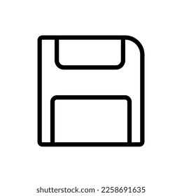 Retro diskette icon line isolated on white background. Black flat thin icon on modern outline style. Linear symbol and editable stroke. Simple and pixel perfect stroke vector illustration