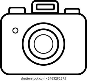 Retro Disposable Camera Illustration Graphic Print. Vintage Photography Art. Technology Camera Element Vector Design. Black and White Photo Concept. Flat Camera Icon. Photography Graphic