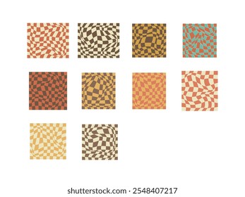 Retro Distorted Checkered Element Set 