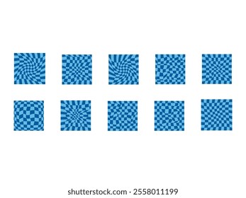 Retro Distorted Checkered Element Set 
