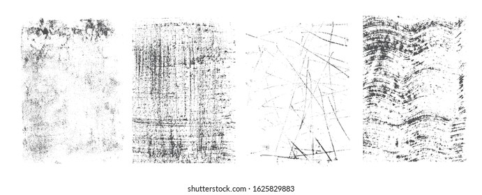 Retro distressed grunge textures collection with rough scratched grungy effects isolated vector illustration