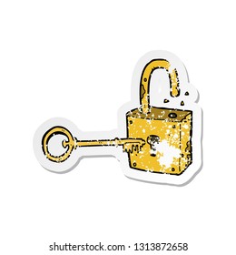 adesivo retro angustiado de um caroon enferrujado velho cadeado