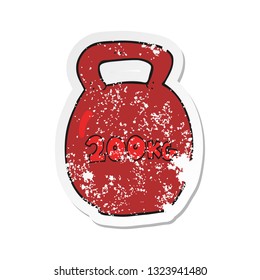 retro distressed sticker of a cartoon 200kg kettle bell