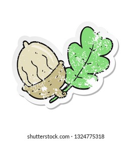retro distressed sticker of a cartoon acorn