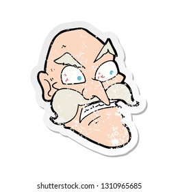retro distressed sticker of a cartoon angry old man