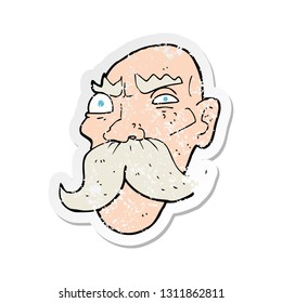 retro distressed sticker of a cartoon angry old man