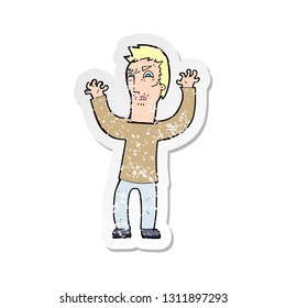 retro distressed sticker of a cartoon angry man