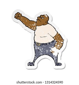 retro distressed sticker of a cartoon angry man