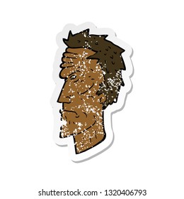 retro distressed sticker of a cartoon angry face