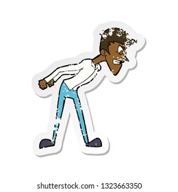 retro distressed sticker of a cartoon angry man