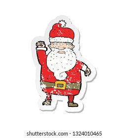 retro distressed sticker of a cartoon angry santa claus