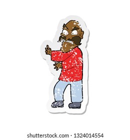 retro distressed sticker of a cartoon angry old man