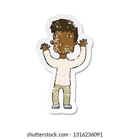 retro distressed sticker of a cartoon anxious man