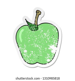 retro distressed sticker of a cartoon apple