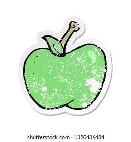 retro distressed sticker of a cartoon apple
