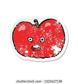 retro distressed sticker of a cartoon apple