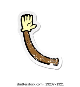 retro distressed sticker of a cartoon arm with rubber glove