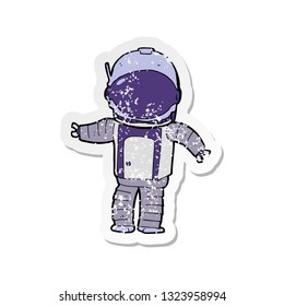 retro distressed sticker of a cartoon astronaut