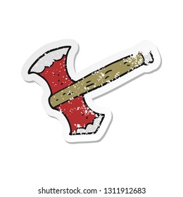 retro distressed sticker of a cartoon axe