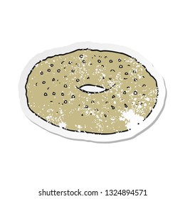 retro distressed sticker of a cartoon bagel