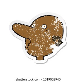 retro distressed sticker of a cartoon balding man