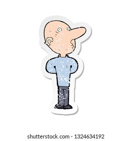 retro distressed sticker of a cartoon balding man