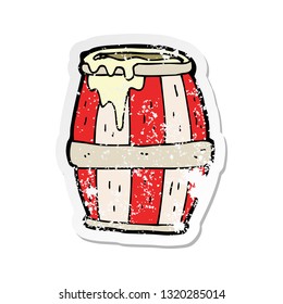 retro distressed sticker of a cartoon barrel