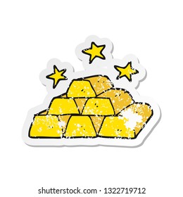 retro distressed sticker of a cartoon bars of gold